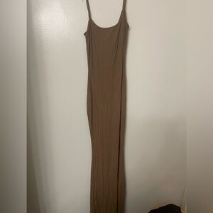 SKIMS Brown Ribbed Sleeveless Dress